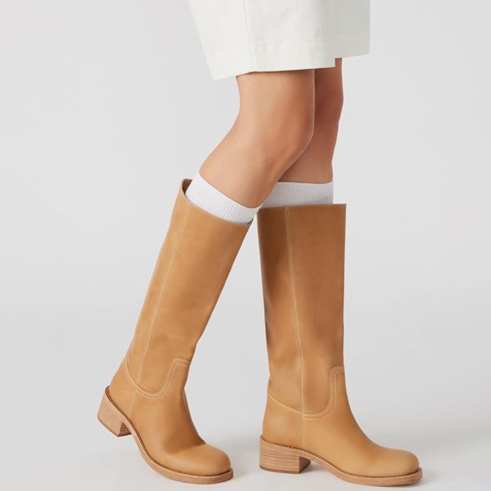 Tan Knee-High Leather Boots